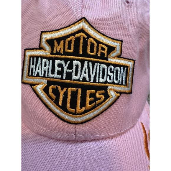 Pink Harley Davidson Womens Baseball Hat Cap Flames Adjustable Cotton - Picture 8 of 8